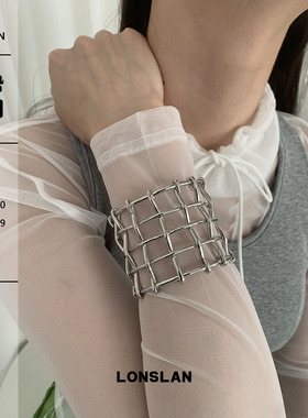 LONSLAN ACC 2025ss重工宽版镂空可调节手镯帅气百搭指环