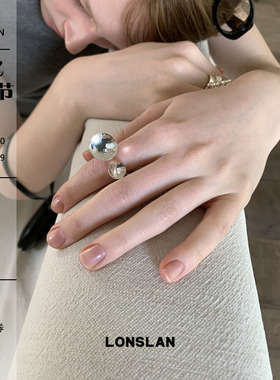 LONSLAN ACC 2026新款设计感透明小球穿孔戒百搭戒指
