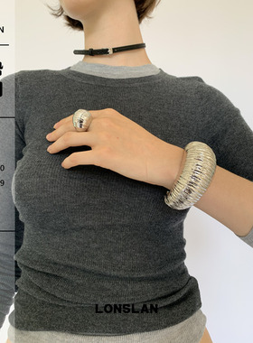 LONSLAN ACC 秋冬小众勾丝工艺夸张高质感戒指手镯叠戴套组