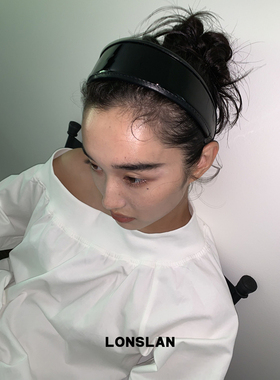 LONSLAN ACC 早秋韩系宽版皮质亮面拼接发箍简约碎发整理头饰