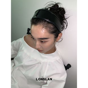 皮质亮面拼接发箍简约碎发整理头饰 早秋韩系宽版 LONSLAN ACC