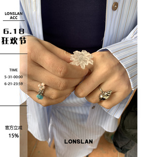 LONSLAN ACC 2025ss银色简约海螺造型感个性韩版戒指可开口指环