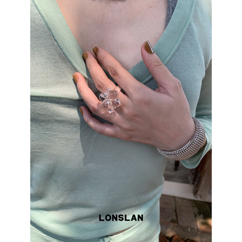 LONSLAN ACC 春夏设计感透明珠花树脂戒指百搭时尚指环