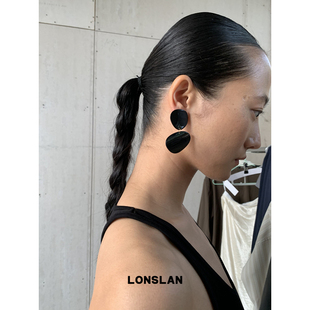 小众设计黑色亚克力拼接吊坠耳环百搭 2025ss个性 LONSLAN ACC