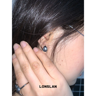 光面半球银色耳钉搭配好物 2025ss简约个性 LONSLAN ACC