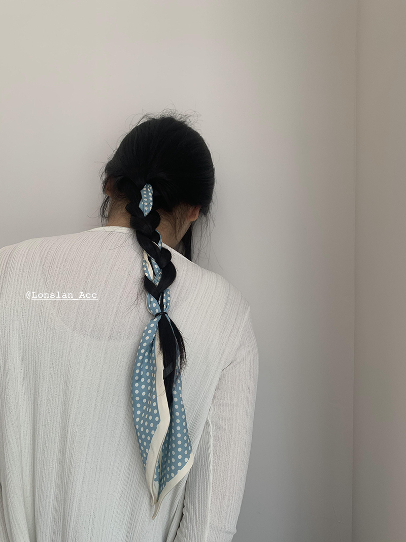 lonslan水蓝色时尚风丝巾头巾
