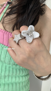 LONSLAN 树脂DIY小众图案俏皮彩色可爱戒指 ACC