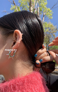 LONSLAN 帅气五角星立体金属银男女精致耳钉 ACC