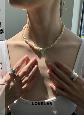 LONSLAN ACC 2025ss简约串珠小蘑菇吊坠春夏百搭项链时尚配饰