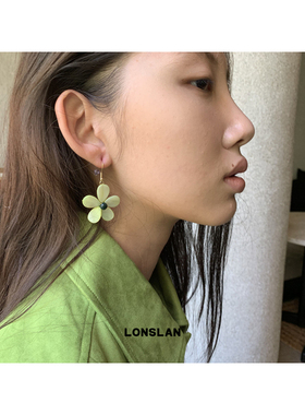 LONSLAN ACC 早秋可爱绿色亚克力耳坠吸睛时尚耳环可爱耳钉