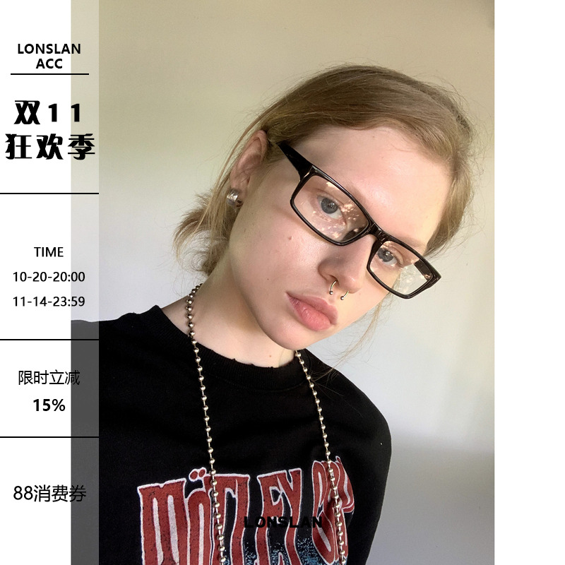 LONSLAN ACC 2024搭配 复古文艺方形日系眼镜 可配度数平光镜