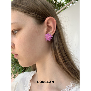 LONSLAN 2025ss简约彩色花丛百搭串珠耳钉气质耳饰 ACC