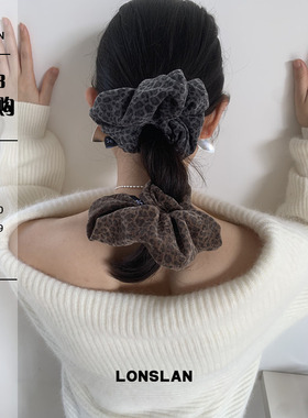 LONSLAN 25AW 12.8 NEW复古秋冬毛绒豹纹印花高级感丝绒发圈
