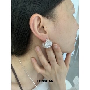 个性 LONSLAN 韩版 2025ss 异形镂空精致磨砂高质感耳钉 ACC