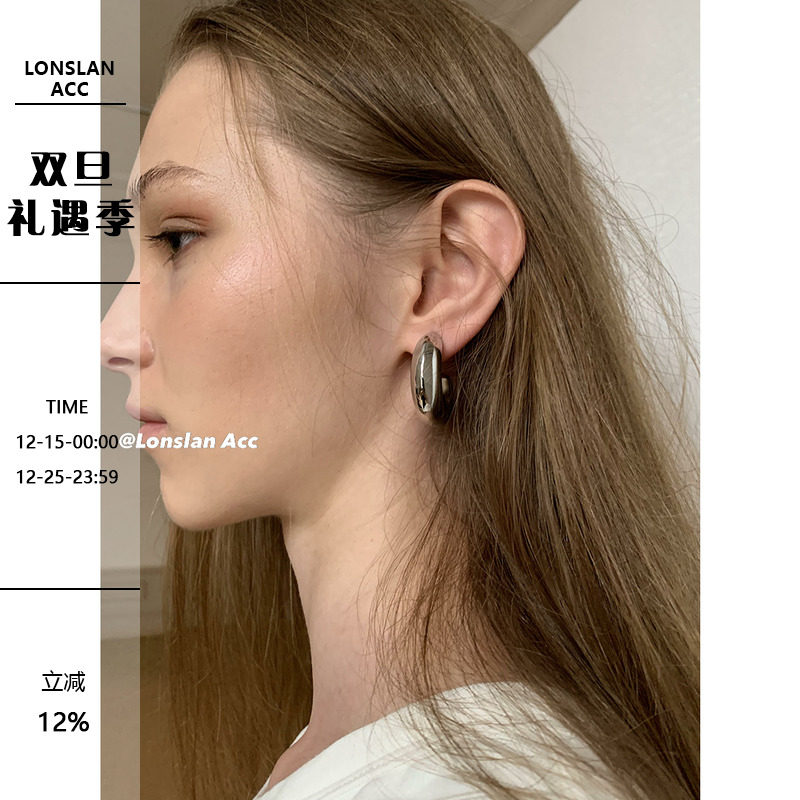 LONSLANACC粗字母C金属耳环