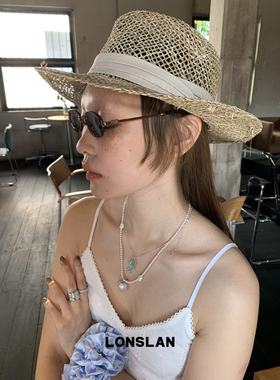 LONSLAN ACC 春夏设计感慵懒风度假遮阳平顶帽百搭帽子