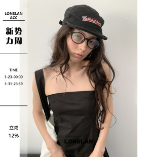 LONSLAN 2025ss帅气气质刺绣拼色平檐棒球帽百搭遮阳帽 ACC