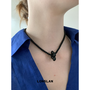 LONSLAN 2025ss韩系小众设计串珠花花吊坠项链百搭颈链 ACC