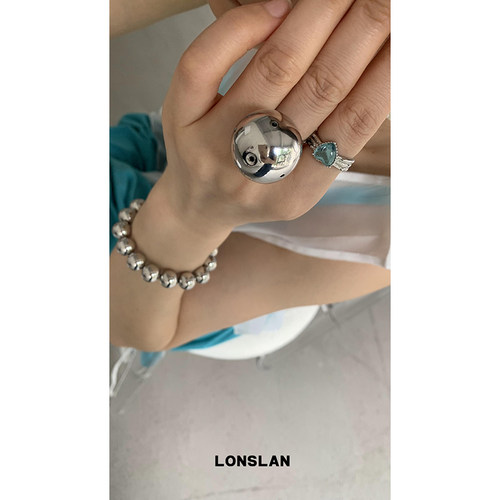 LONSLANACC大圆珠球金属戒指