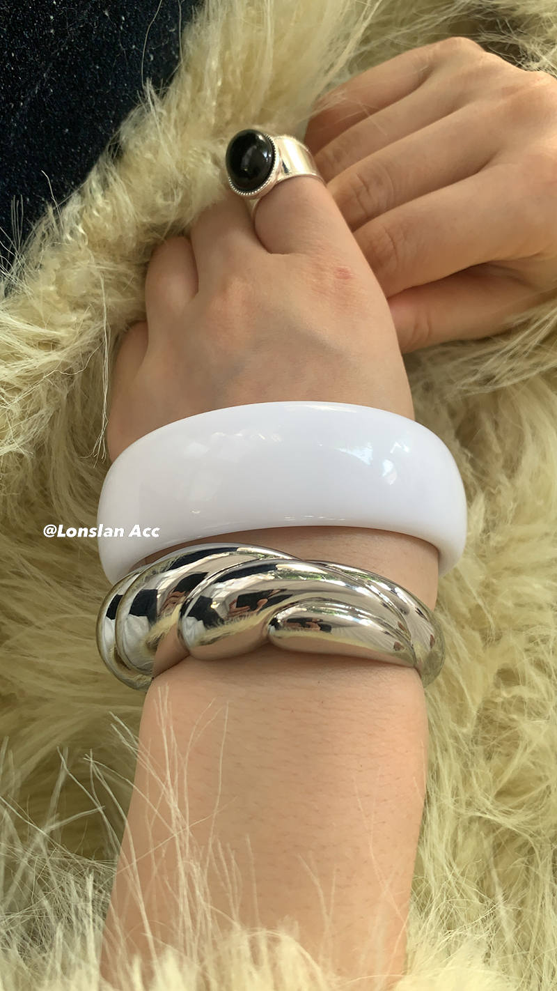 LonslanAcc简约质感白色圆圈手环