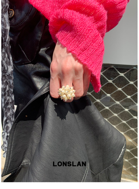 LONSLAN ACC 26秋冬小众设计米珠花簇百搭个性戒指