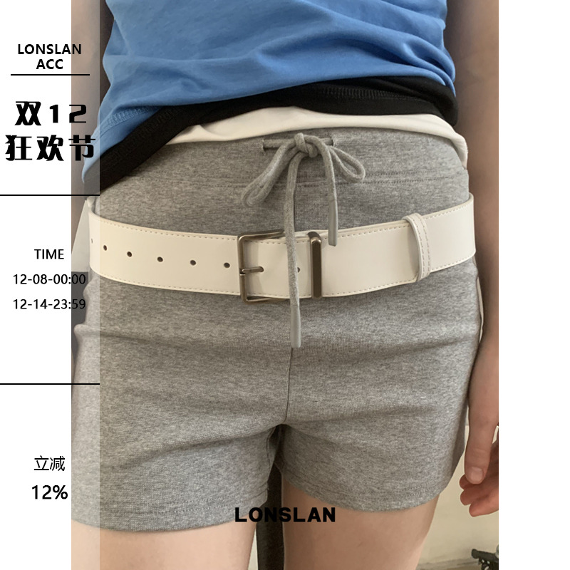 LONSLAN ACC 2025ss简约个性白色宽版ins百搭皮带时尚腰带