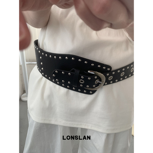 LONSLAN 小众设计复古黑白宽边不规则腰带 ACC 2025ss
