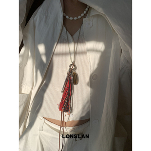 流苏虎眼石小众毛衣链复古长款 LONSLAN 长款 2025SS个性 项链 ACC