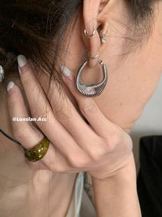 LONSLAN 小众设计感别致编织不规则形状卡扣耳环 ACC