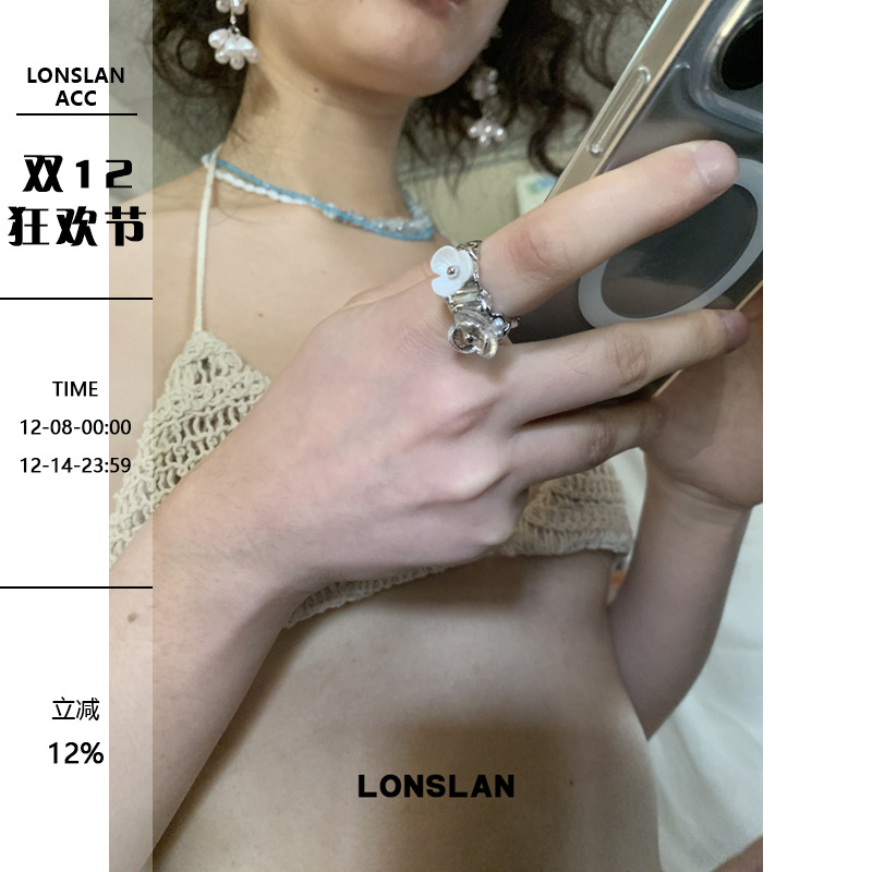 LONSLAN ACC 2025ss春夏花朵手工开口新中式高级感戒指