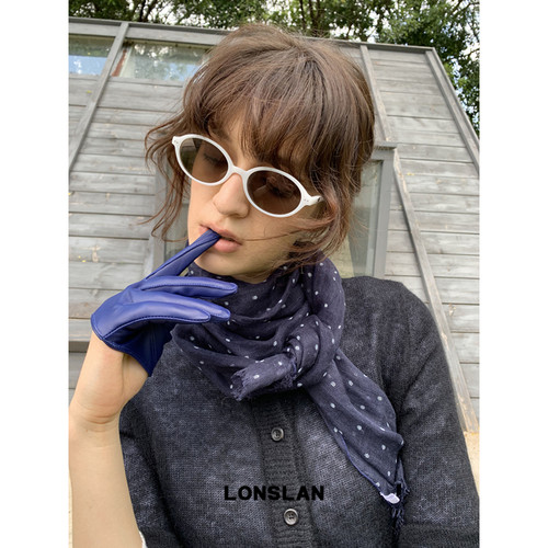 LONSLAN ACC设计感简约拼色椭圆墨镜秋冬凹造型太阳镜