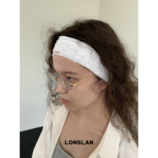 LONSLAN 2025ss春夏韩系百搭网格复古蕾丝发带束发带配饰 ACC