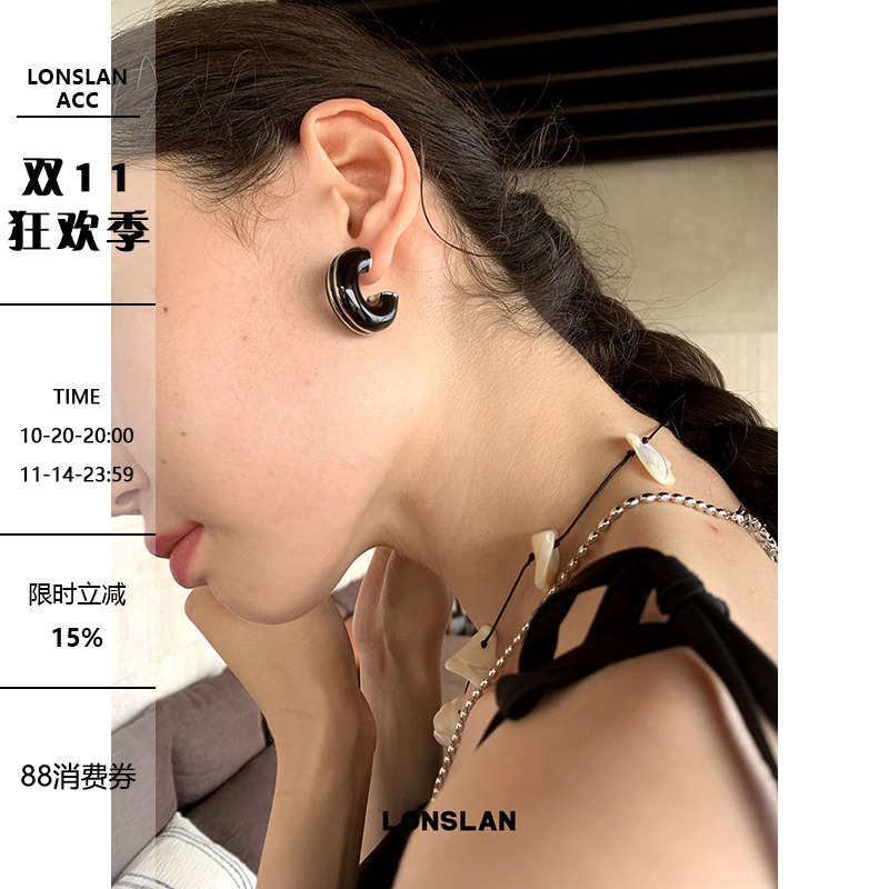 ONSLANACC时髦清冷知性圆圈耳环