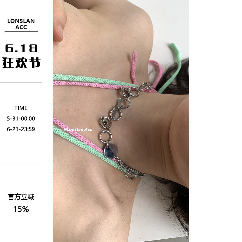 LONSLAN ACC 小众设计圆圈锁扣锁骨链圆圈男女颈链