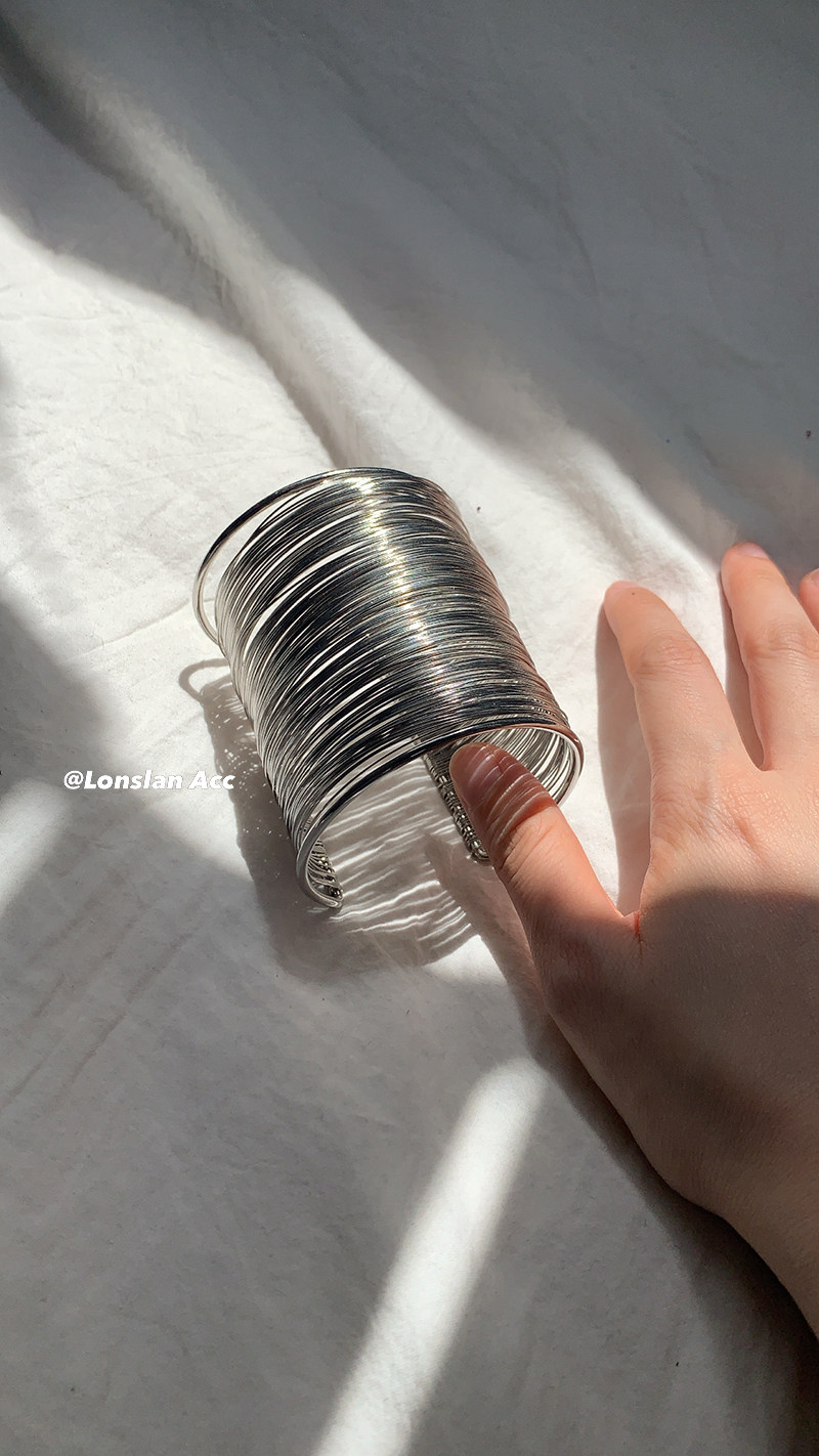 LONSLAN ACC COCKY DESIGN WIDE BRAIDED OPEN BAND BRACELET