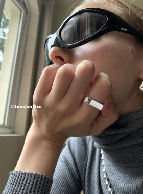 LONSLAN ACC 不规则INS拼接独特形状开口食指戒指