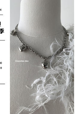 LONSLAN金属女可爱爱心项链