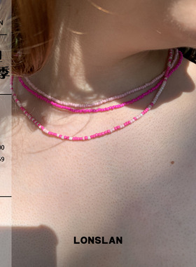 LONSLAN ACC 2025ss 彩色夏天极细款串珠项链叠戴锁骨链