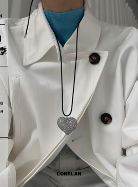 LONSLAN ACC 2024搭配 波光粼粼闪钻爱心长款皮绳俏皮项链