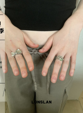 LONSLAN ACC 2025ss金属轻奢小香风镶嵌珍珠花朵戒指高质感