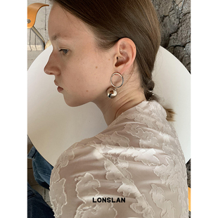 别致小众INS不规则造型吊坠金属耳环 2024搭配 LONSLAN ACC