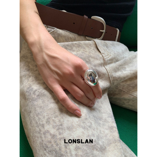 LONSLAN ACC 26秋冬夸张光面椭圆鸽子蛋时尚戒指精致配饰