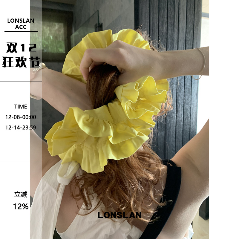 2LONSLAN ACC 2025ss 设计感少女褶皱布艺发圈糖果色大肠发圈