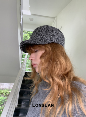 LONSLAN ACC 秋冬英伦风复古秋冬毛呢杂色前进帽百搭骑士帽