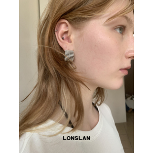 设计感银色欧美编织复古耳钉C型耳饰 2025ss LONSLAN ACC