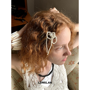 LONSLAN ACC 2024搭配复古小香风珍珠蝴蝶结发夹边夹碎发刘海夹
