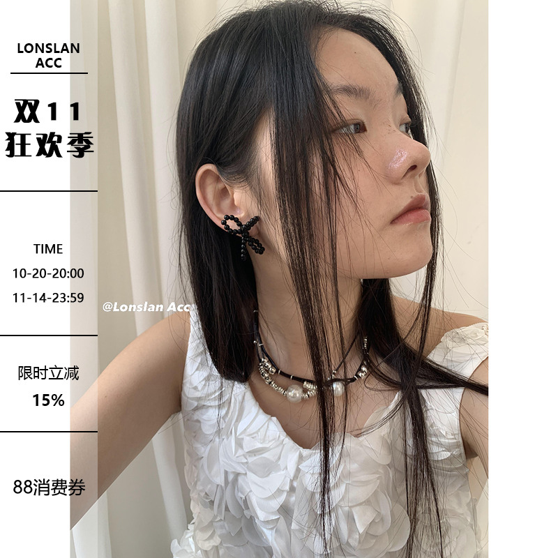 LONSLANACC珍珠蝴蝶结耳环