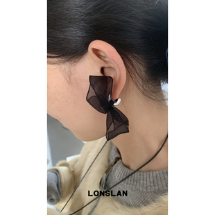 百搭配饰 秋冬氛围感网纱蝴蝶结俏皮可爱耳钉时尚 LONSLAN ACC