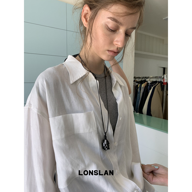 LONSLAN ACC 26早秋 波西米亚风网兜蜡绳长款项链天然石吊坠图片