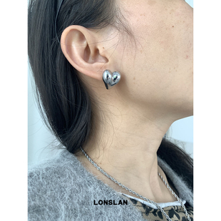 小众设计师感可爱小爱心造型耳环耳饰 2024搭配 LONSLAN ACC